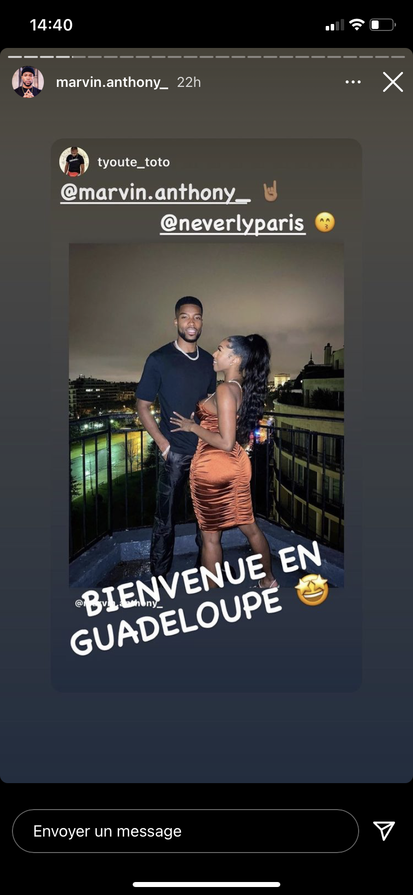 Marvin Anthony et Neverly en Guadeloupe @Instagram