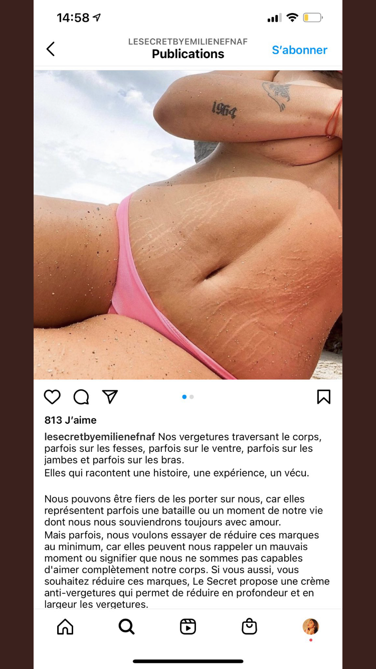 La publication de la marque d'Emilie Nef-Naf @Instagram La publication de la marque d'Emilie Nef-Naf @Instagram