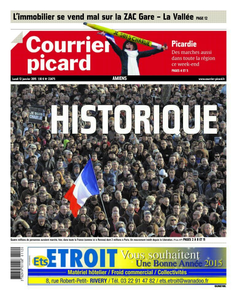 #JeSuisCharlie: Les Unes de la presse Française et étrangère