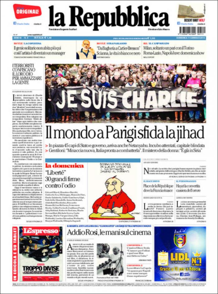 #JeSuisCharlie: Les Unes de la presse Française et étrangère
