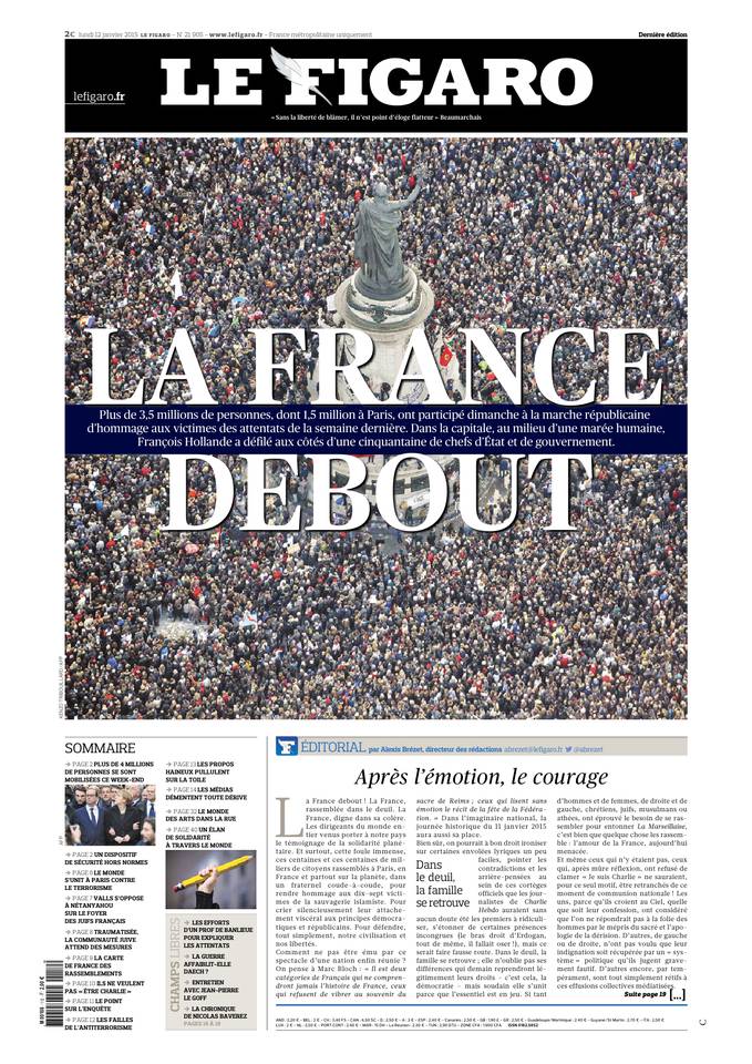 #JeSuisCharlie: Les Unes de la presse Française et étrangère