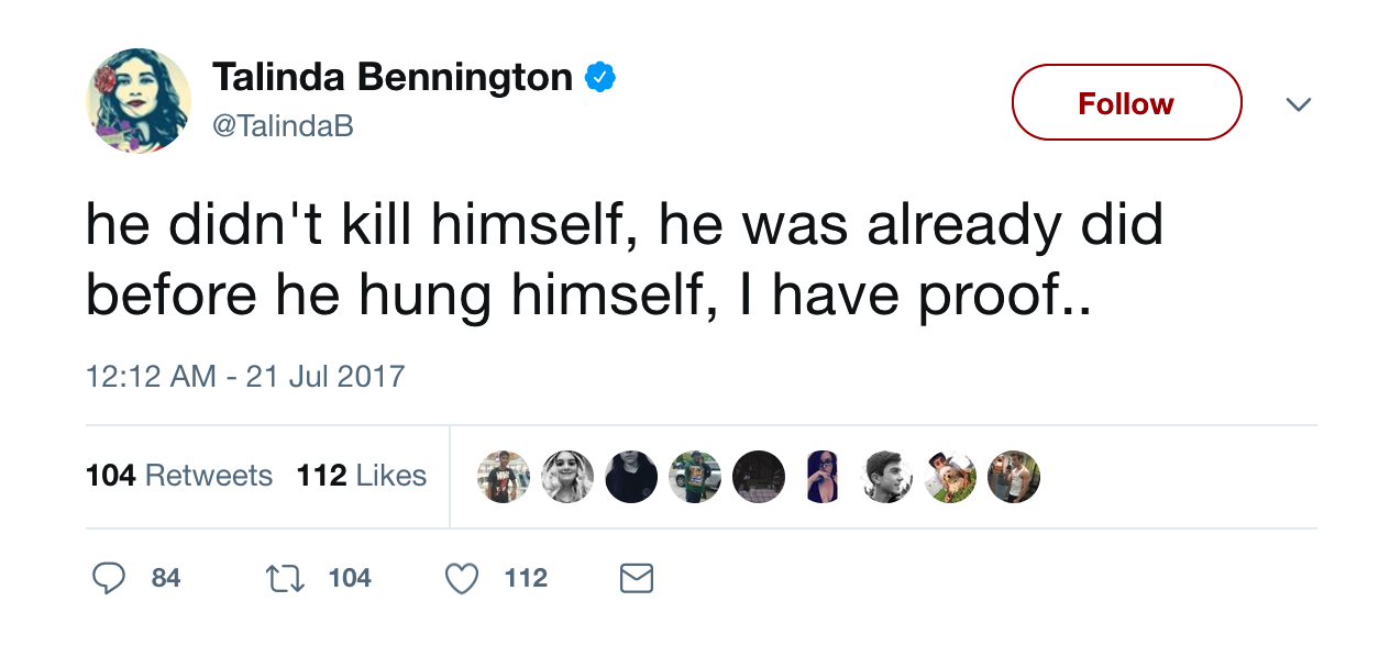 Chester Bennington : le compte Twitter de sa femme hacké.