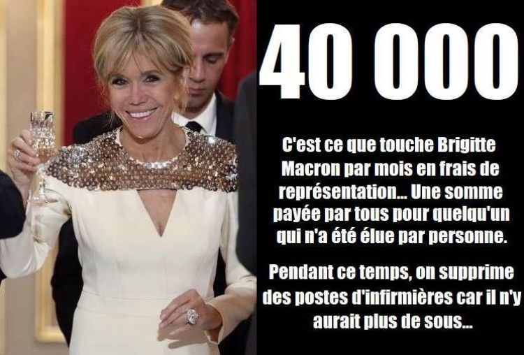 Brigitte Macron : Un salaire de 40 000 euros par mois pour la Première dame ?