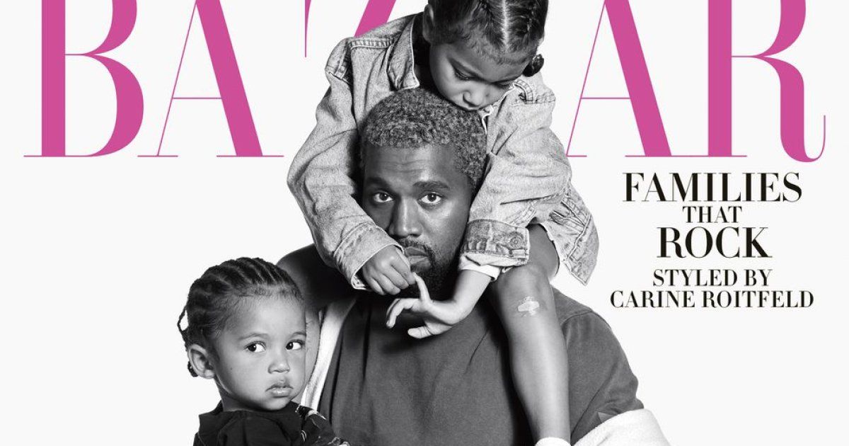 En couverture d’Harper Bazaar, Kanye West pose fièrement avec ses enfants