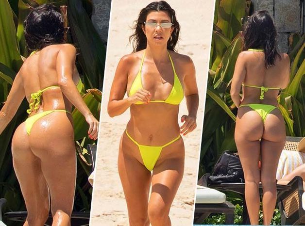 Kourtney Kardashian en met plein les yeux en vacances