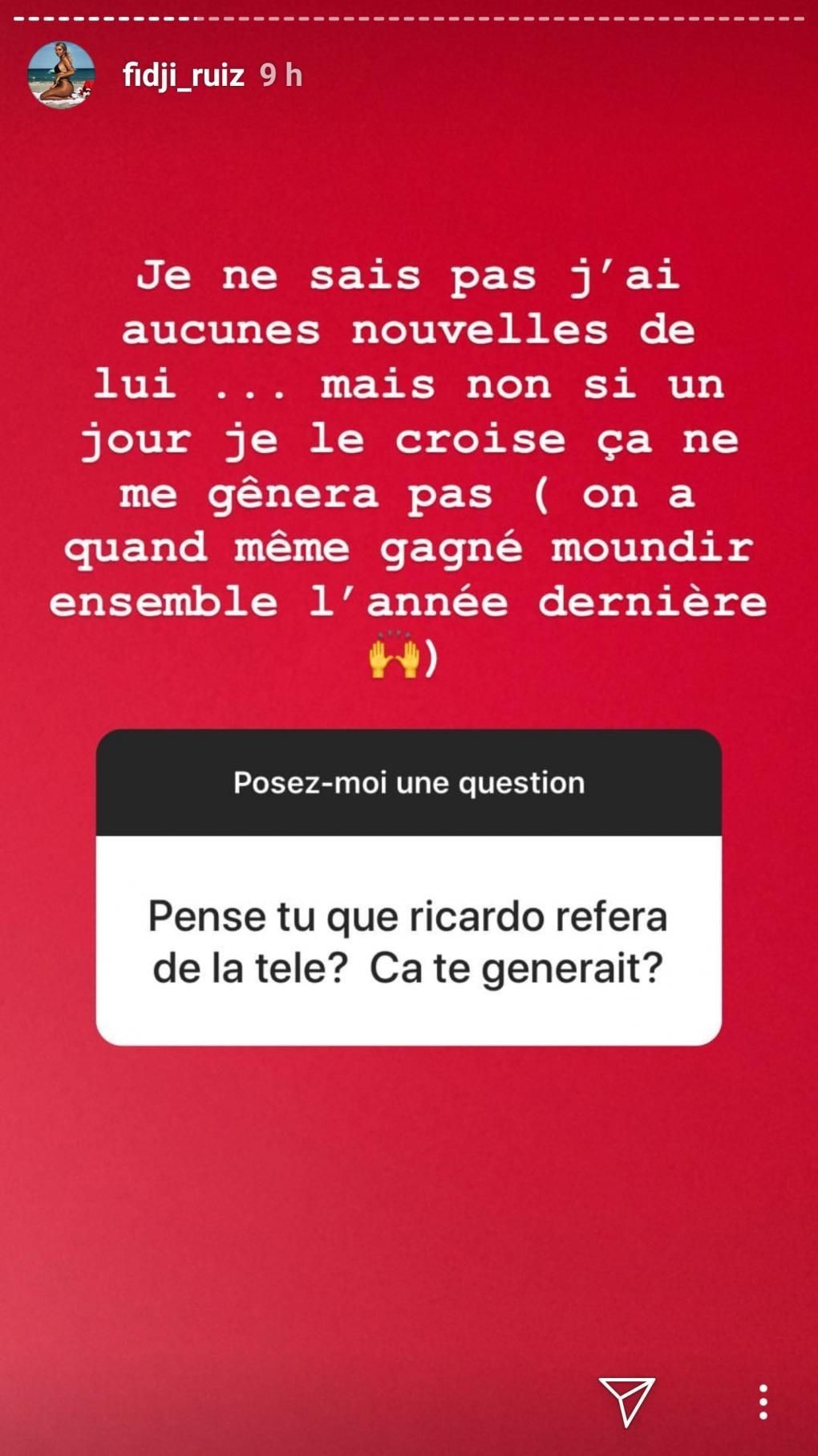 Fidji Ruiz : ça ne la dérangerait pas de revoir son ex Ricardo !