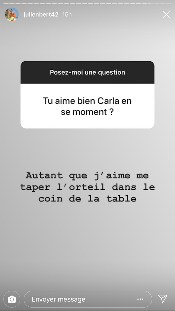 Julien Bert très déçu par Carla Moreau, il la clashe violemment !