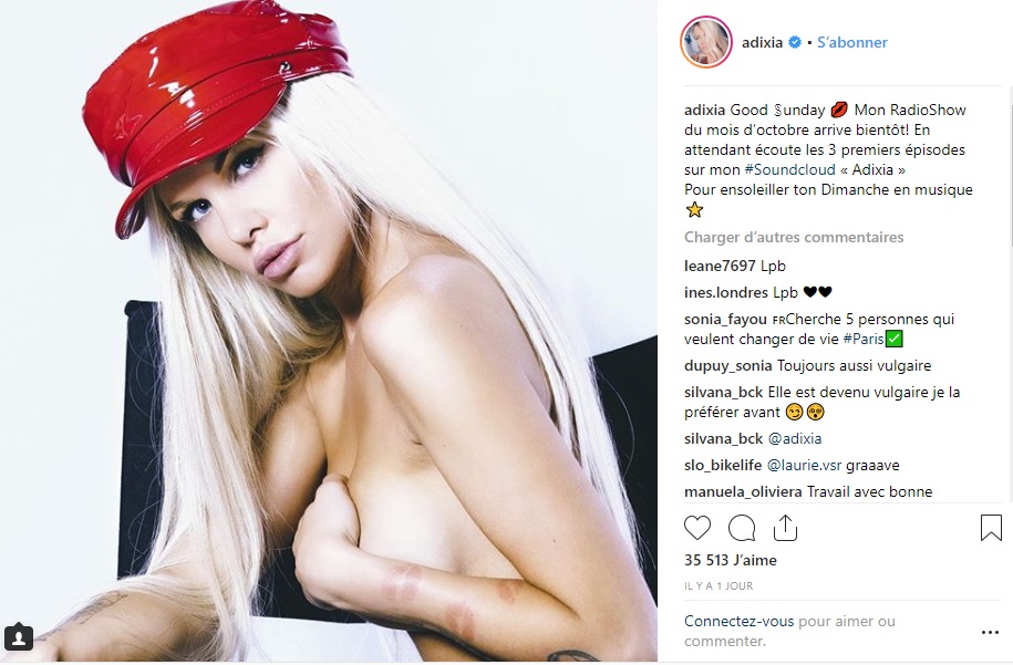 Adixia, seins nus, se dévoile plus sensuelle que jamais