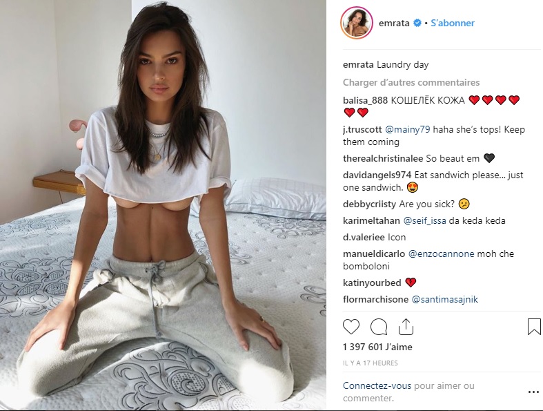 Emily Ratajkowski très torride sur Instagram : le mannequin montre une partie de sa poitrine