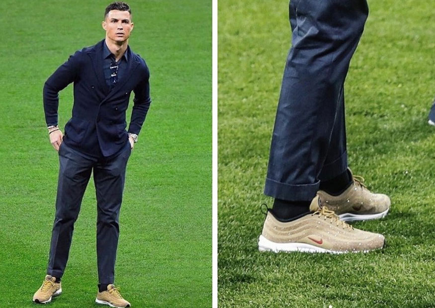 Quand Cristiano Ronaldo foule la pelouse... avec des sneakers incrustés de cristaux !
