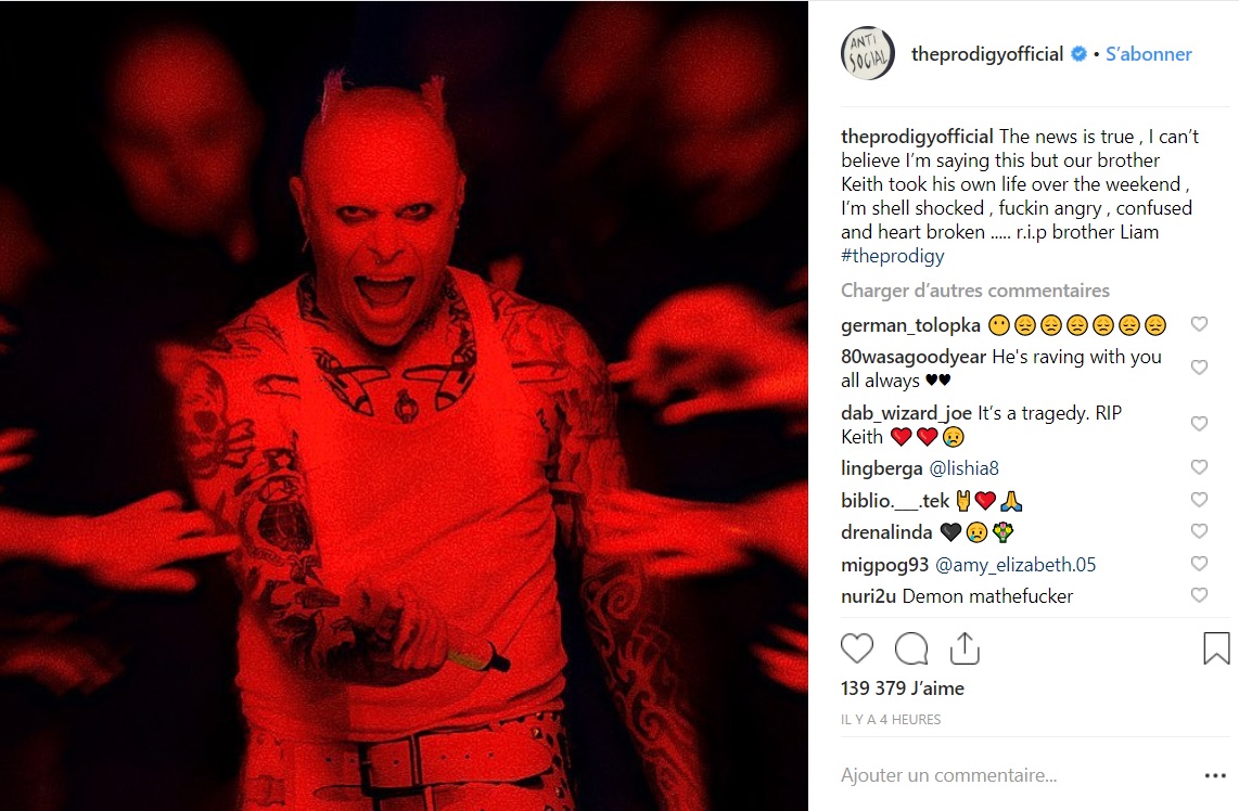 The Prodigy : Le chanteur Keith Flint est décédé