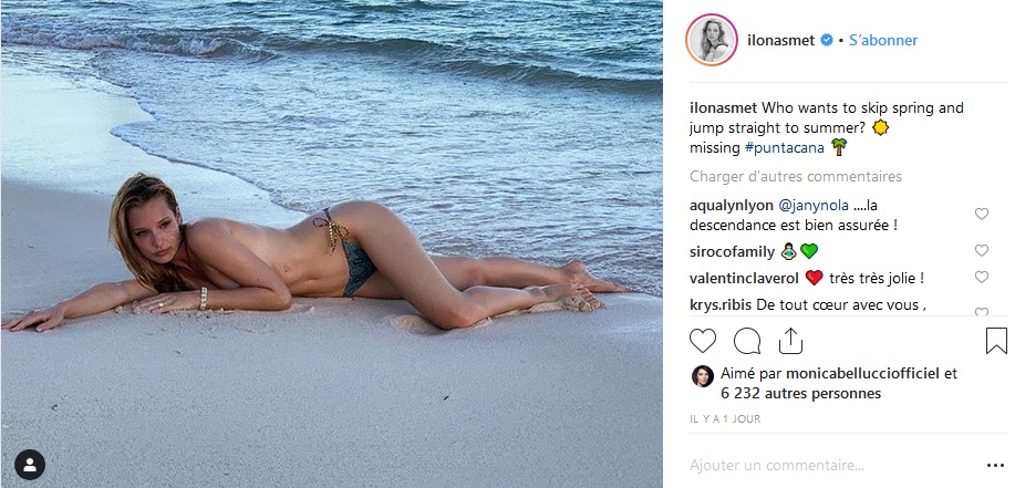 Ilona Smet topless sur une plage paradisiaque