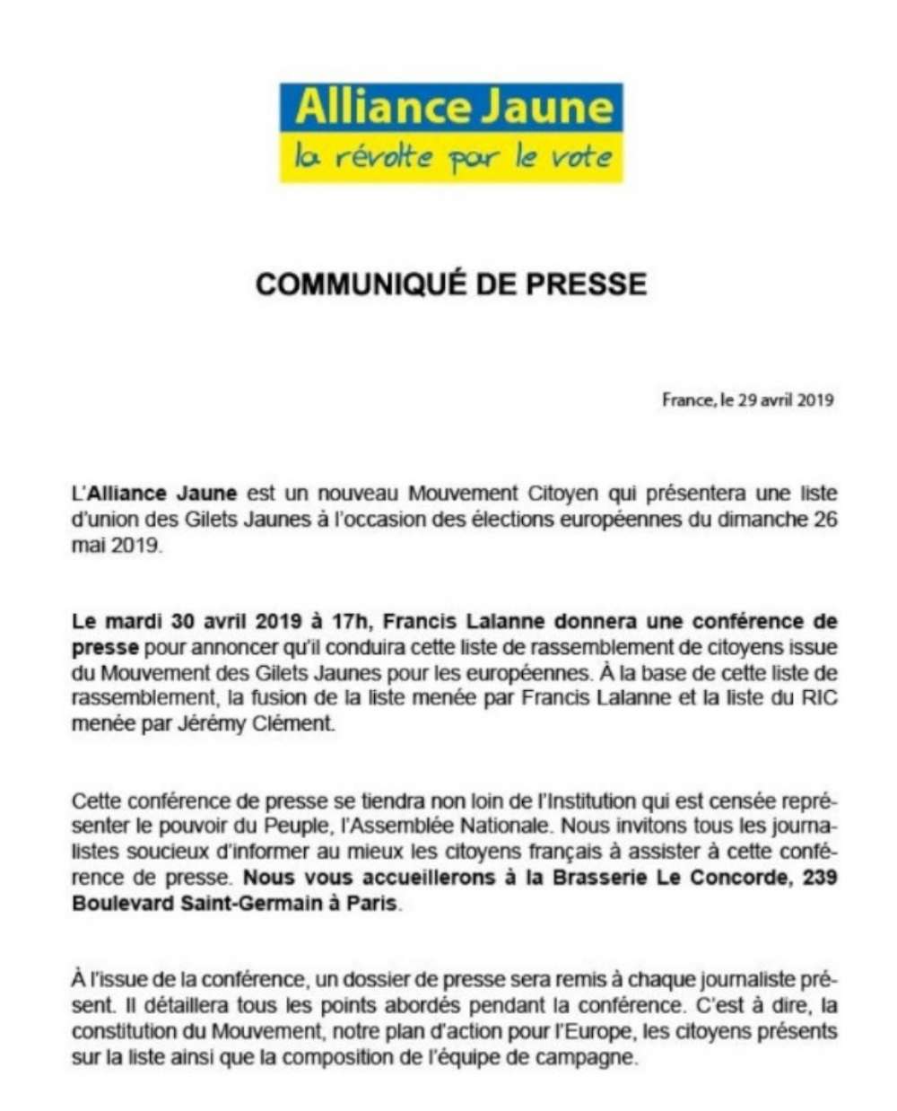 Européennes 2019 : Francis Lalanne va présenter sa liste "Alliance Jaune"