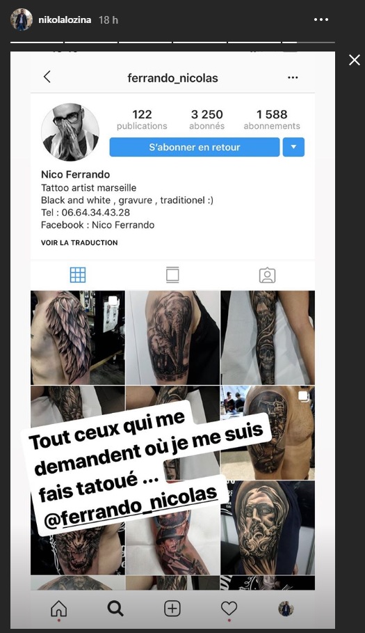 Nikola Lozina affiche ses nouveaux tatouages et divise la Toile