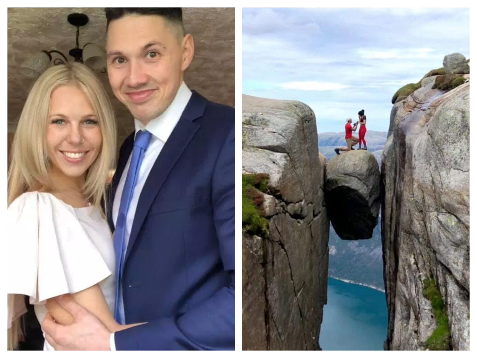 Un britannique fait sa demande en mariage sur un rocher coincé entre deux falaises