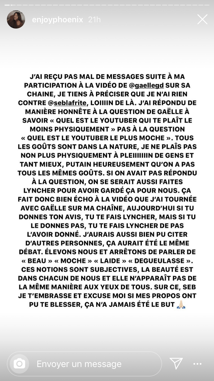 EnjoyPhoenix dénonce les commentaires haineux et grossophobes qu'elle reçoit au quotidien