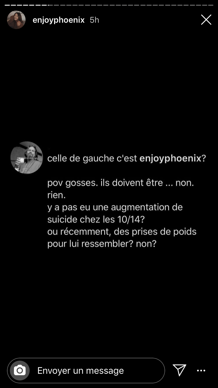 EnjoyPhoenix dénonce les commentaires haineux et grossophobes qu'elle reçoit au quotidien