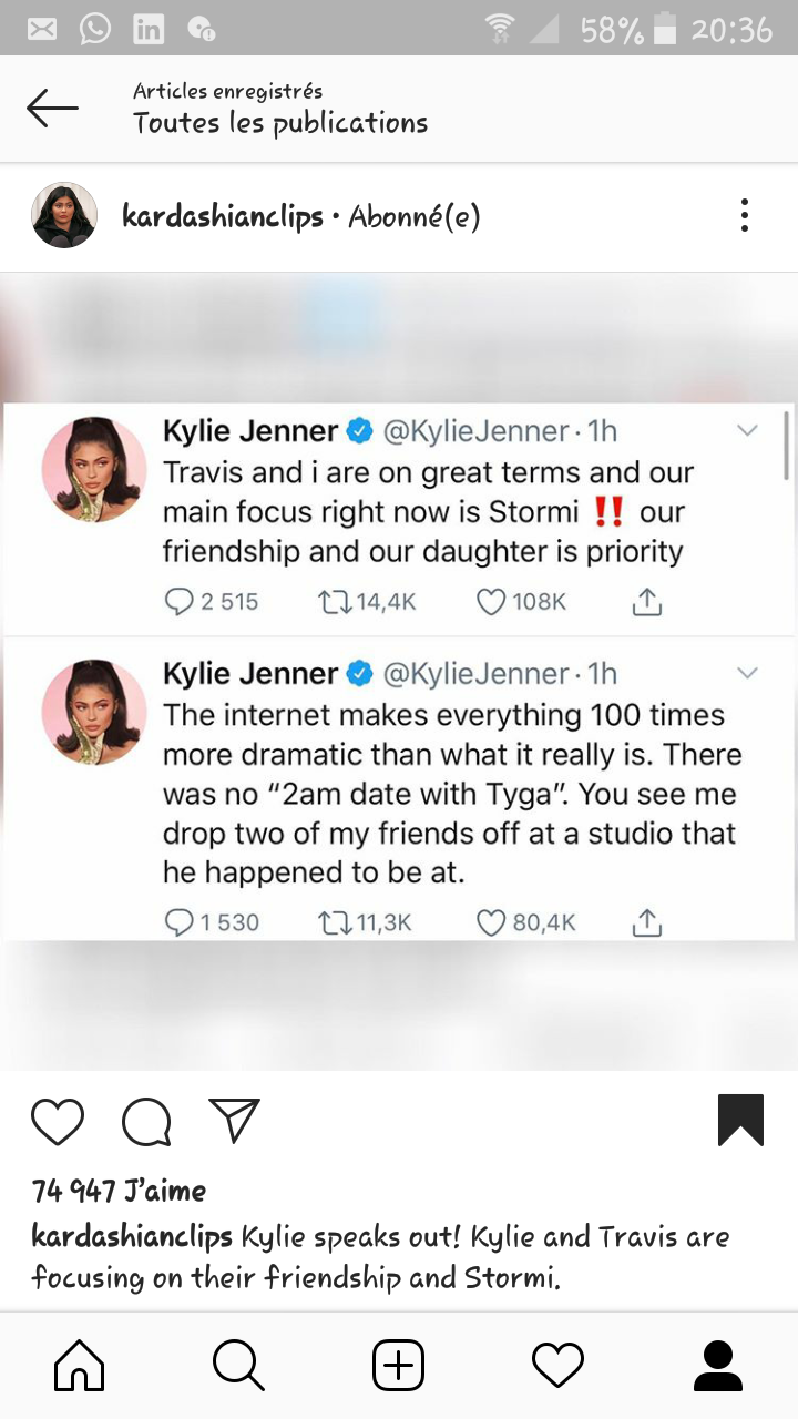 Kylie Jenner s'exprime pour la première fois sur sa rupture avec Travis Scott
