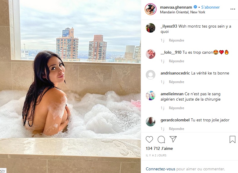 Maeva Ghennam nue dans son bain : la toile est sous le charme !