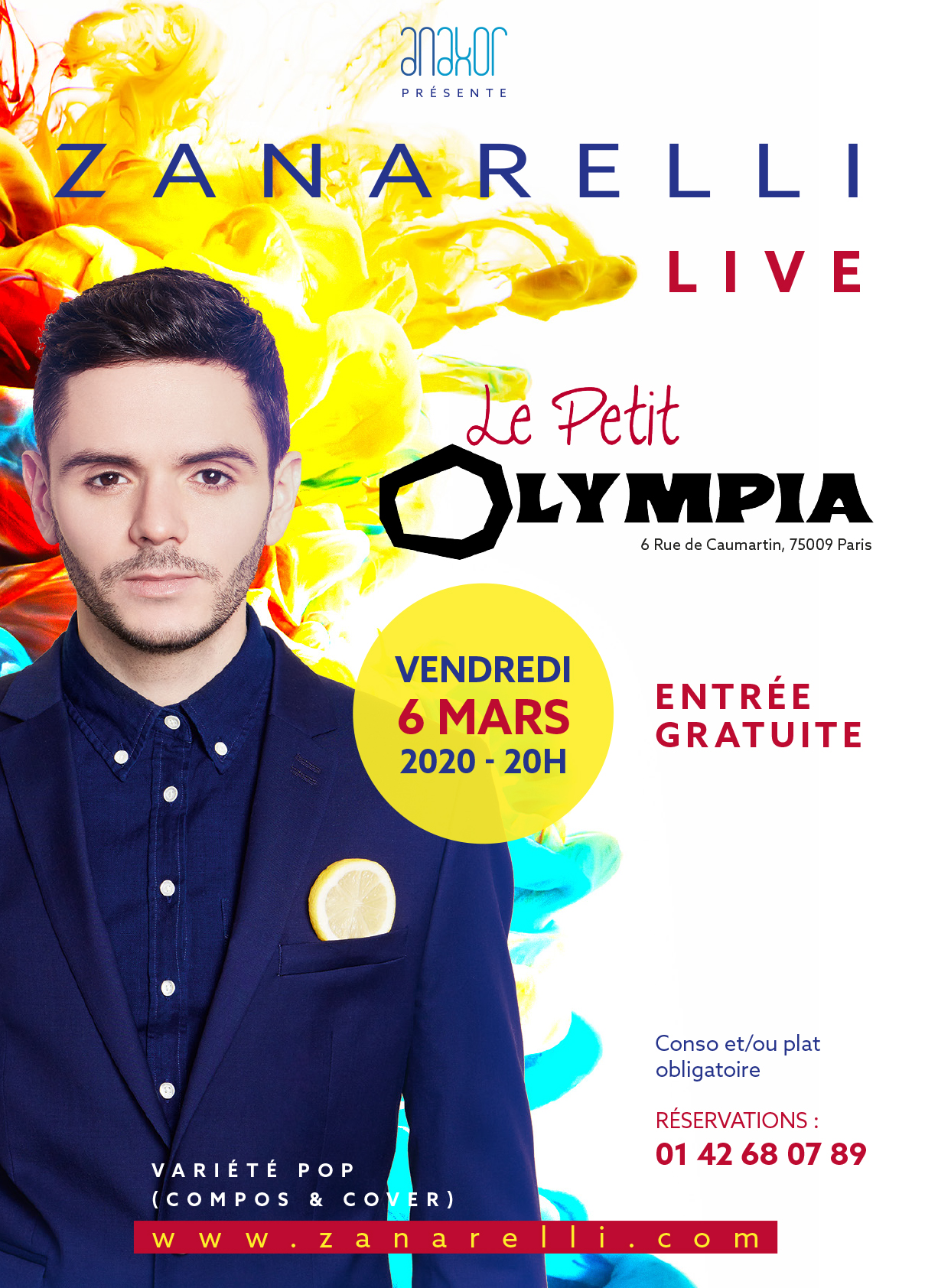 Zanarelli au Petit Olympia de Paris le 6 mars 2020 !