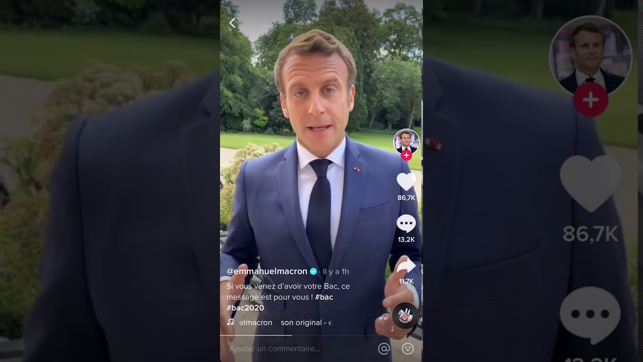 Emmanuel Macron s’adresse aux bacheliers sur Tik Tok !