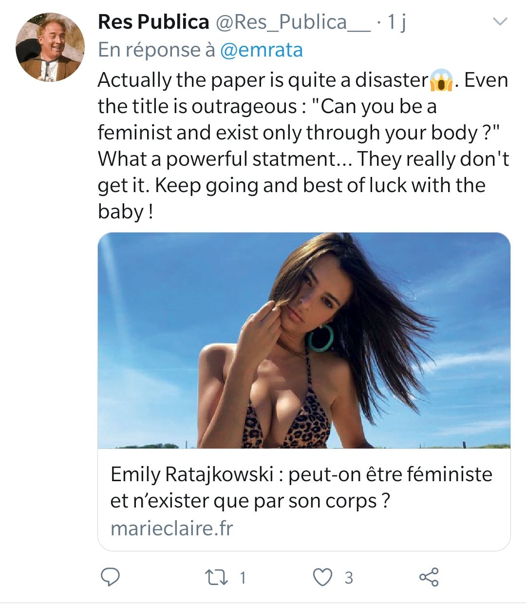 Emily Ratajkowski en colère contre un magazine français : "J'espère que ça sera la dernière fois"