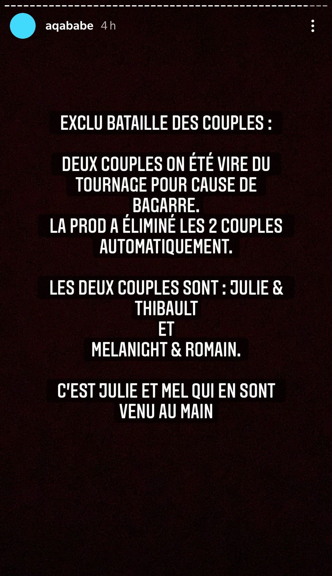 La Bataille des Couples 3 : La production élimine deux couples suite à une altercation physique !