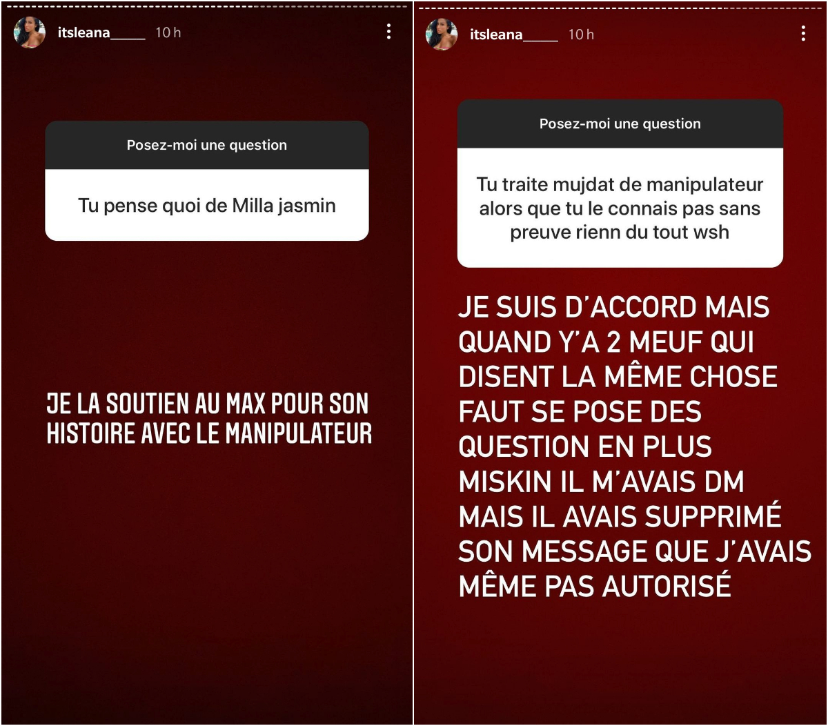 Léana balance sur Mujdat Saglam : "Il m'avait DM avant de supprimer son message"