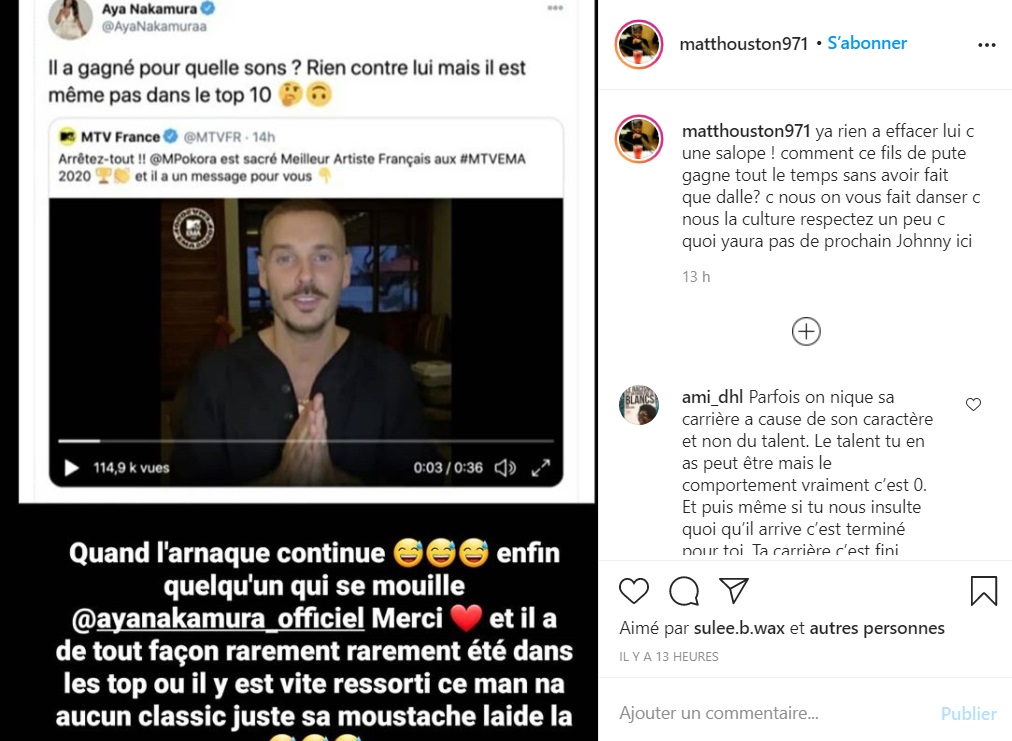  Aya Nakamura tacle Matt Pokora sur Twitter