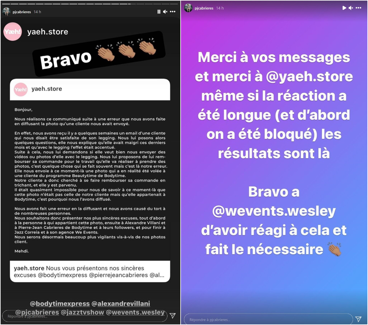  La marque présente ses excuses @Instagram