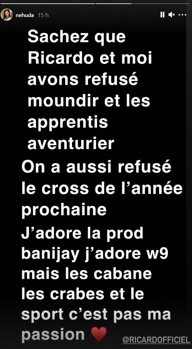 Nehuda et Ricardo Pinto dans le cross et les Apprentis Aventurier ? Elle a donné sa réponse !