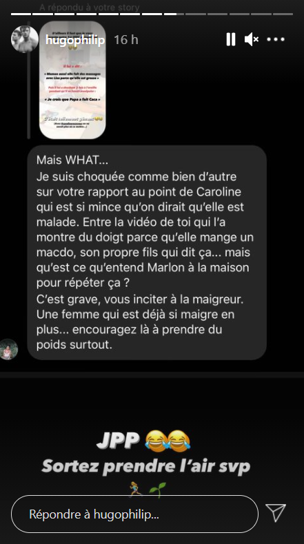 Caroline Receveur : Son mari Hugo Philip violemment taclé par un internaute "C'est grave, vous incitez à la maigreur"