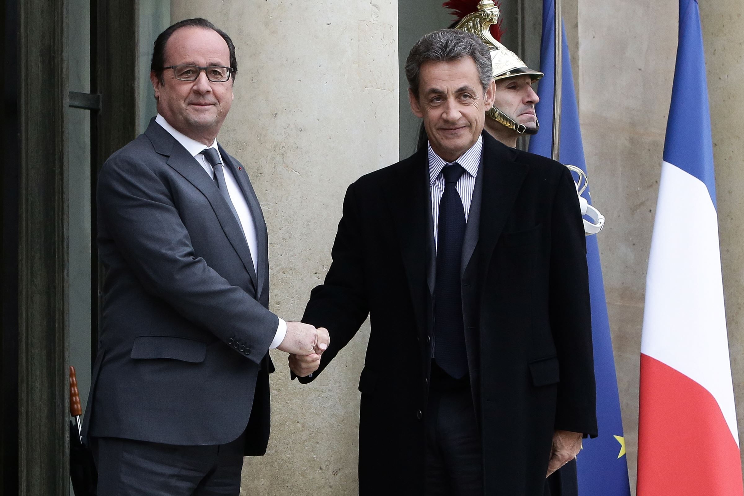  Nicolas Sarkozy, Emmanuel Macron et François Hollande @ Yoan Valat/POOL/AFP