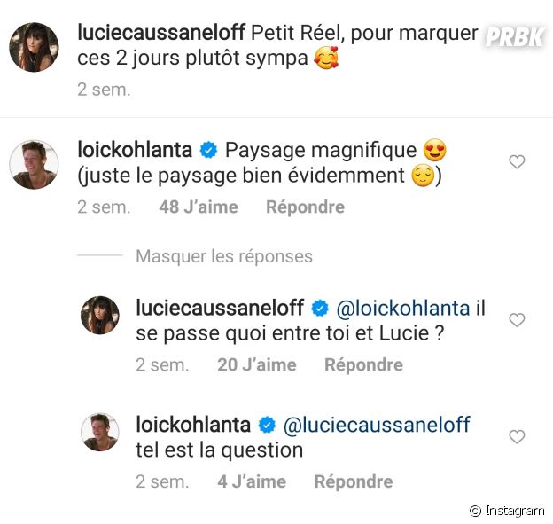  Echanges Instagram entre Loïc et Lucie @Instagram