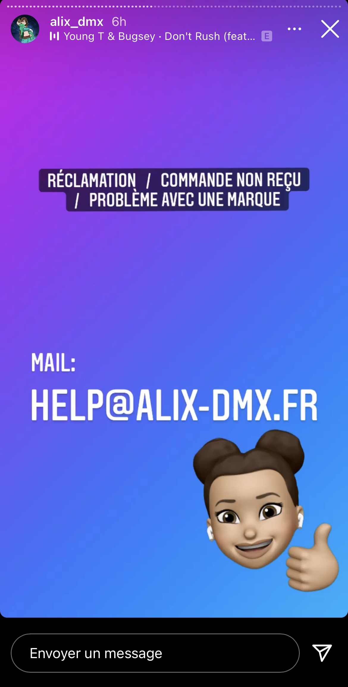  Alix met en place un mail pour les réclamations @ Instagram
