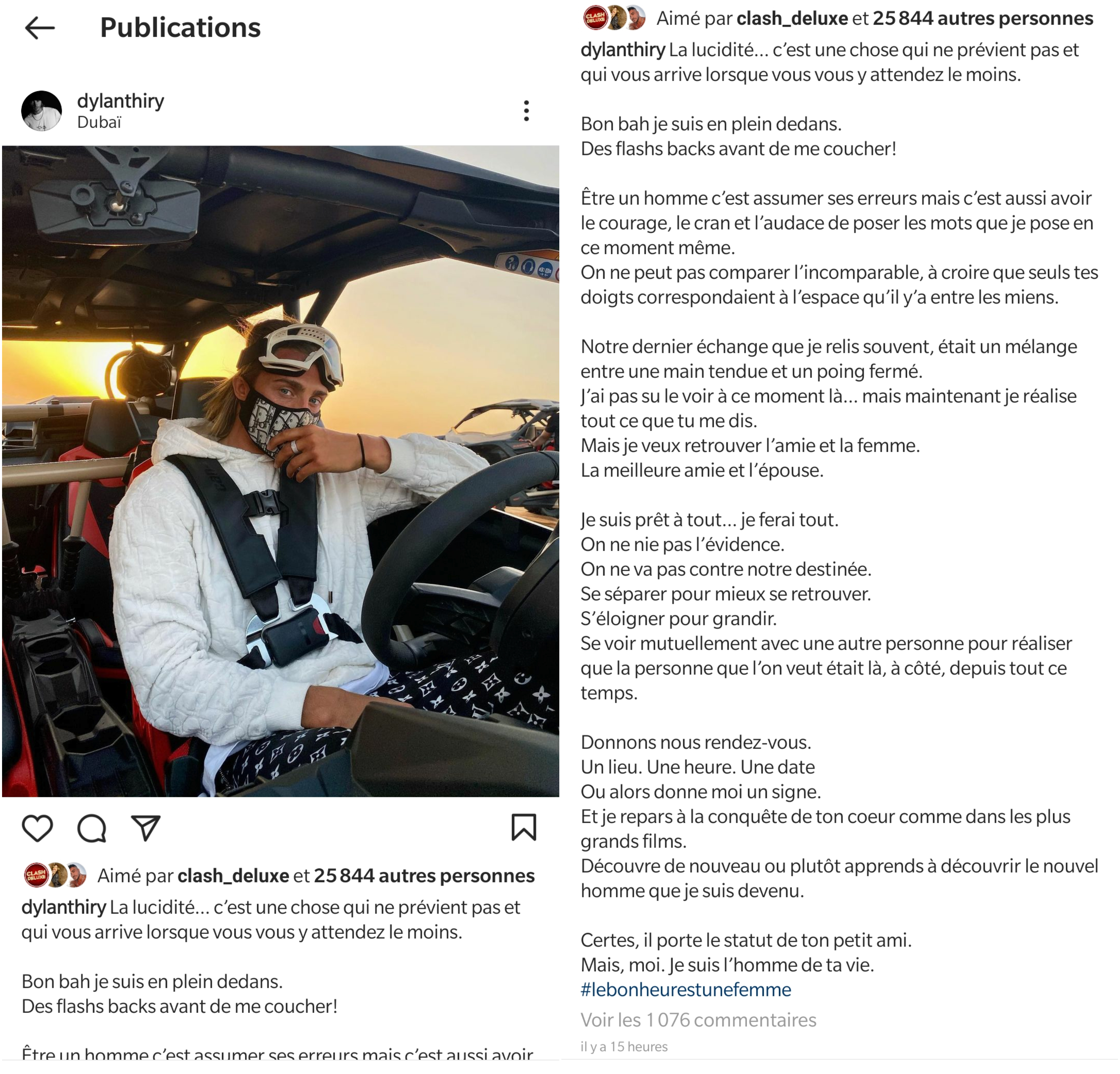  La déclaration de Dylan Thiry à son ex Fidji Ruiz @Instagram