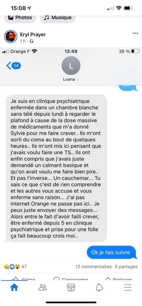 Message de Loana envoyé à Eryl Prayer @StarMag Message de Loana envoyé à Eryl Prayer @StarMag