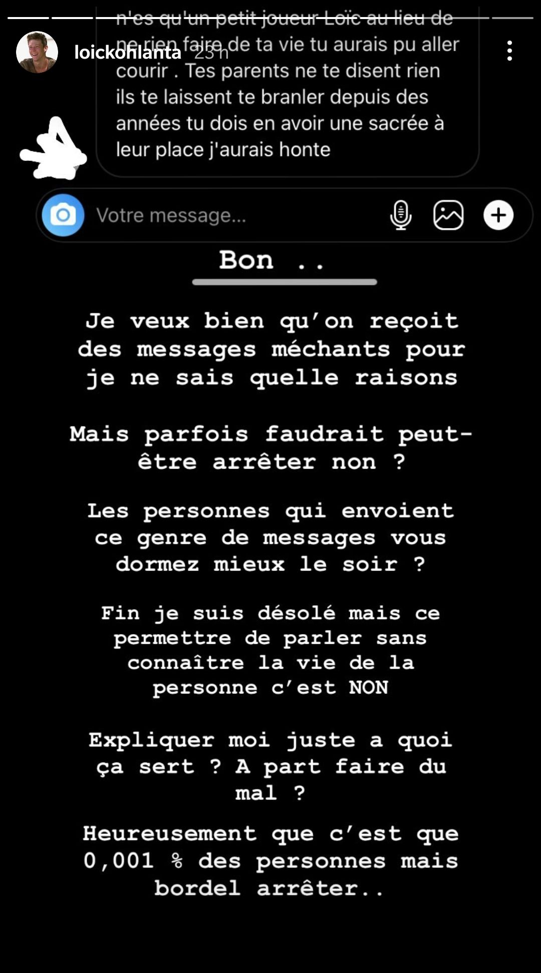 Loïc (Koh-Lanta) absent lors de la course hommage à Bertrand-Kamal, il répond aux critiques