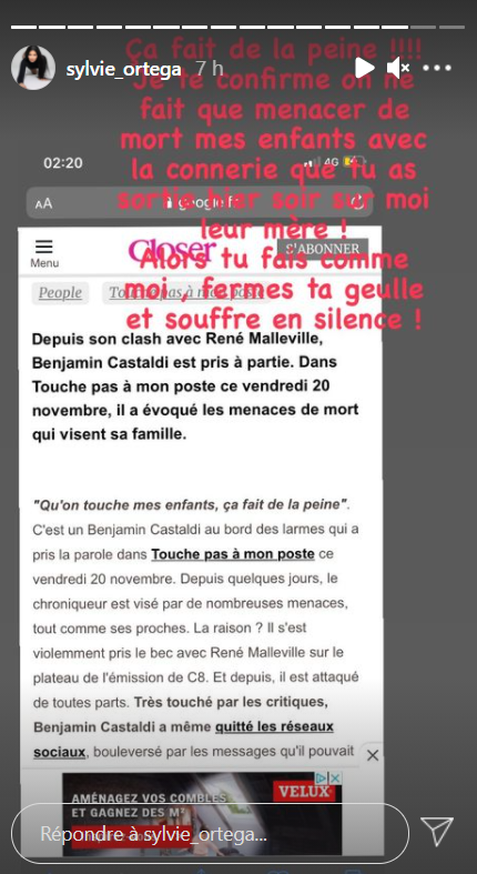 TPMP : Sylvie Ortega Munos répond aux attaques de Benjamin Castaldi "Rien pour plaire le mec" !