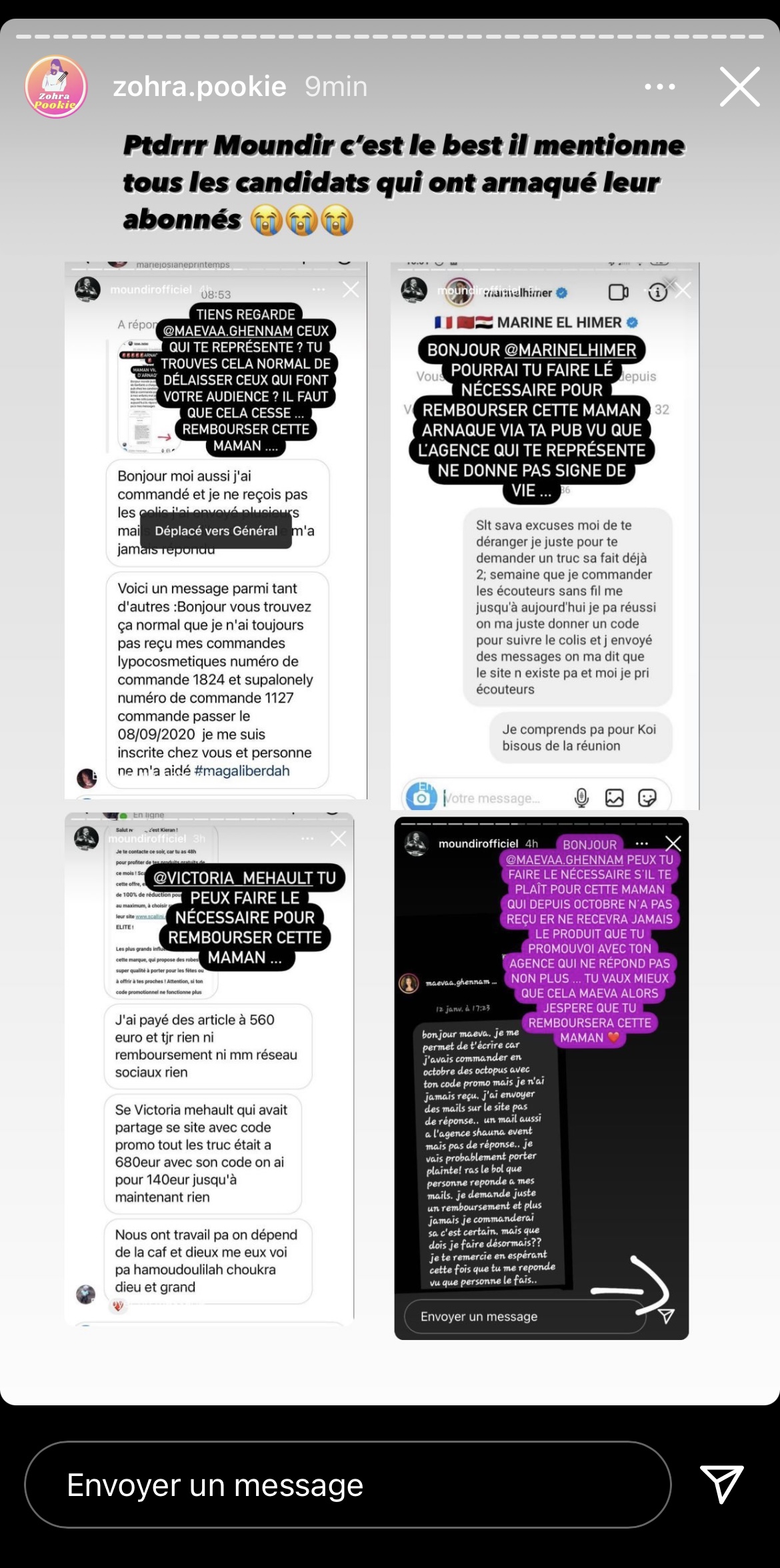 Moundir défend Carla Moreau en story @ Instagram Moundir défend Carla Moreau en story @ Instagram