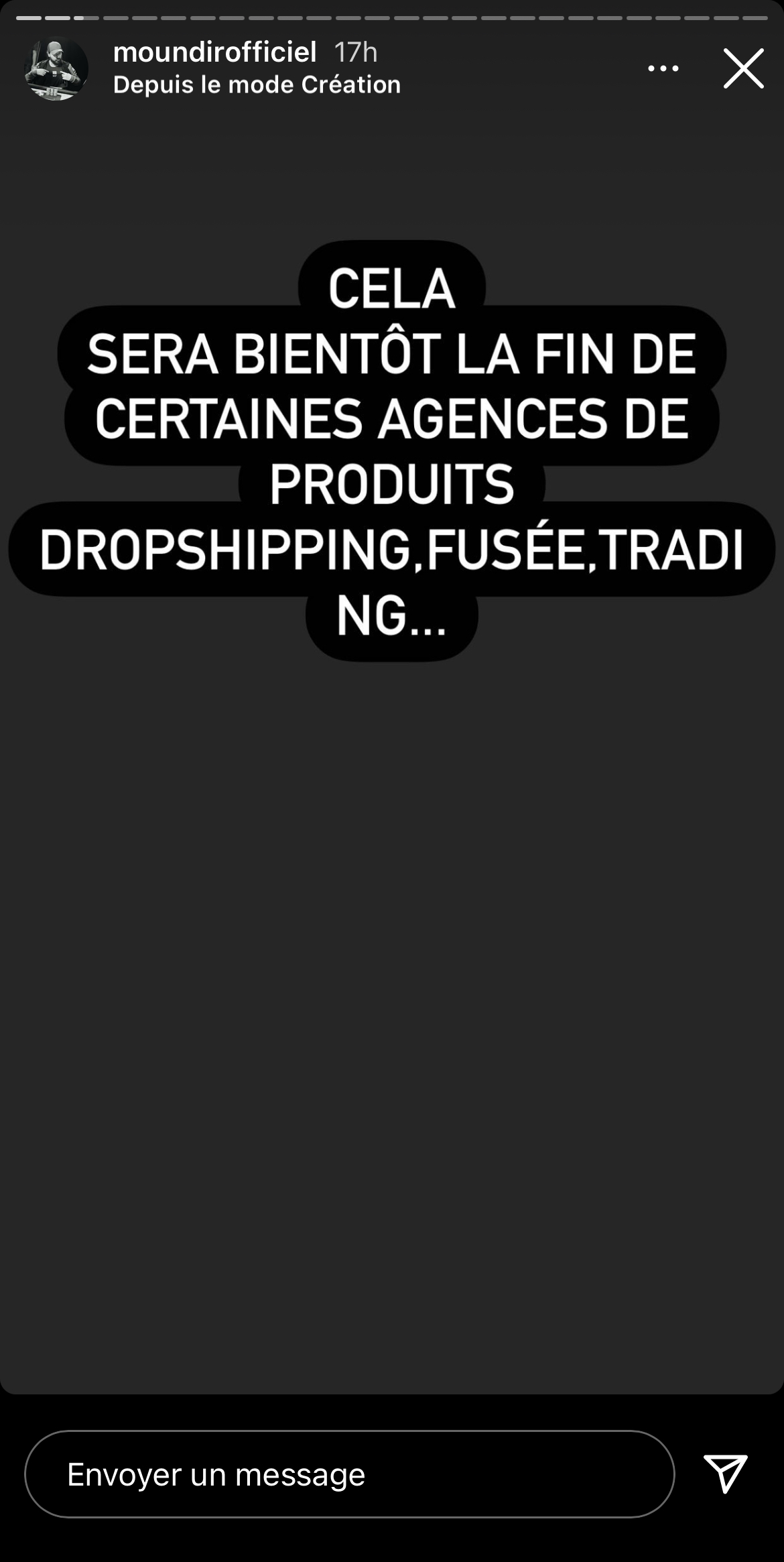 Moundir défend Carla Moreau en story @ Instagram Moundir défend Carla Moreau en story @ Instagram
