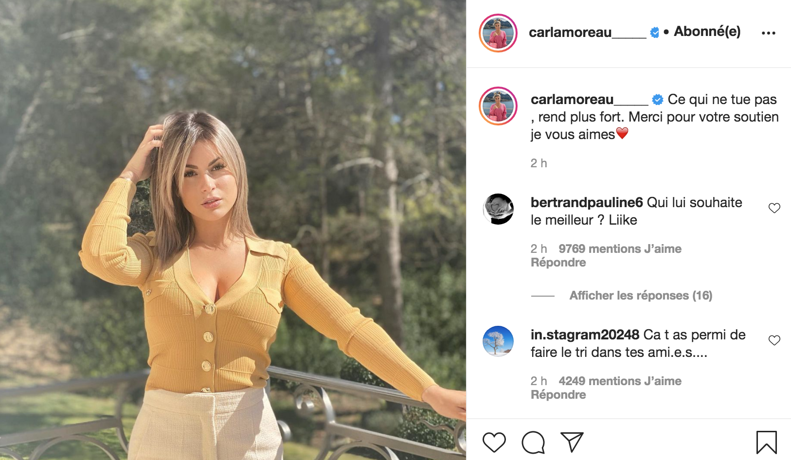 Carla Moreau : Très amincie, elle fait son grand retour sur les réseaux sociaux !