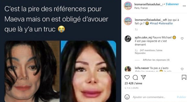  Maeva Ghennam comparée à Micheal Jackson @Instagram