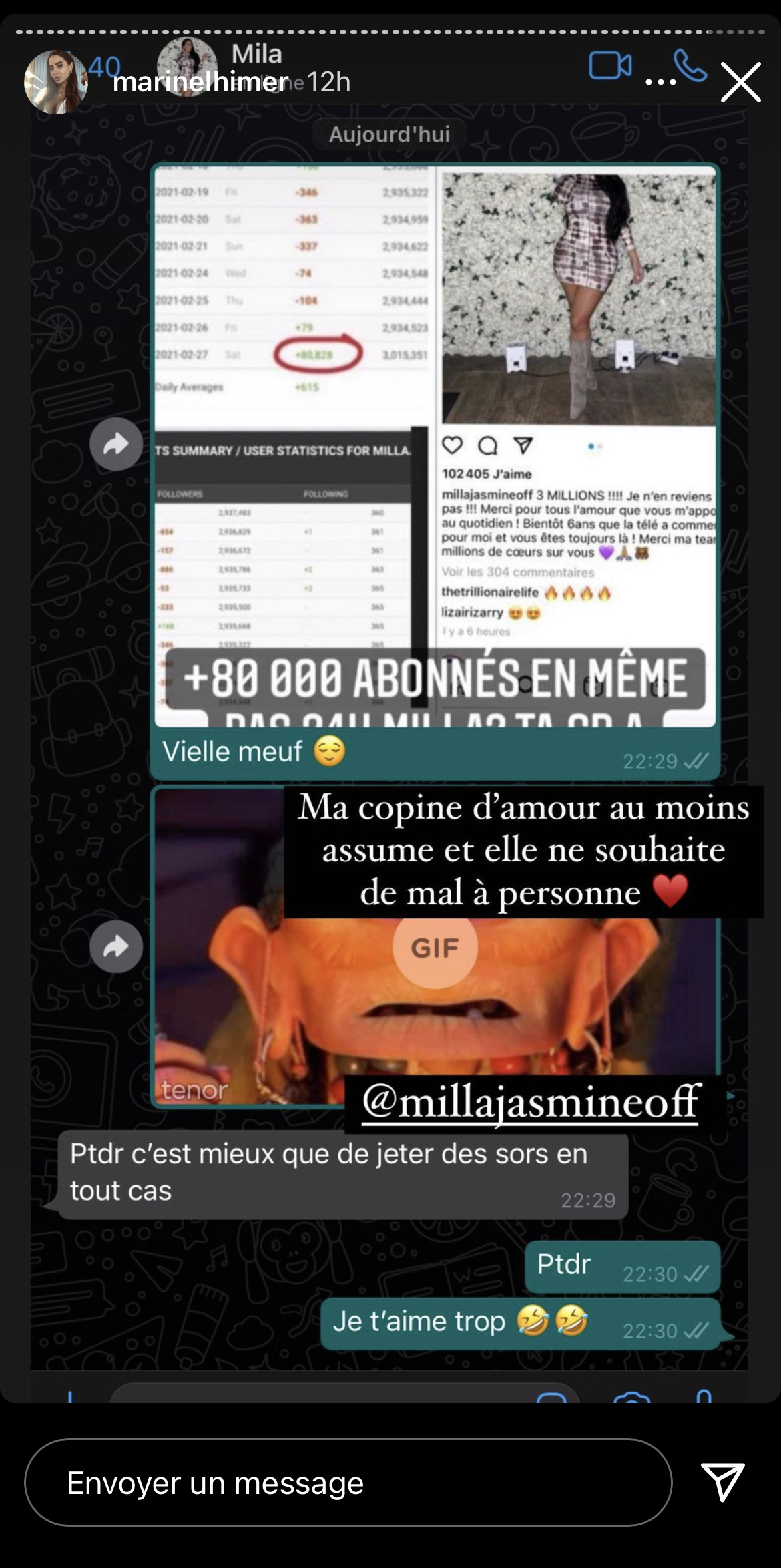 Milla Jasmine prête à tout pour accroître sa notoriété sur Instagram ?