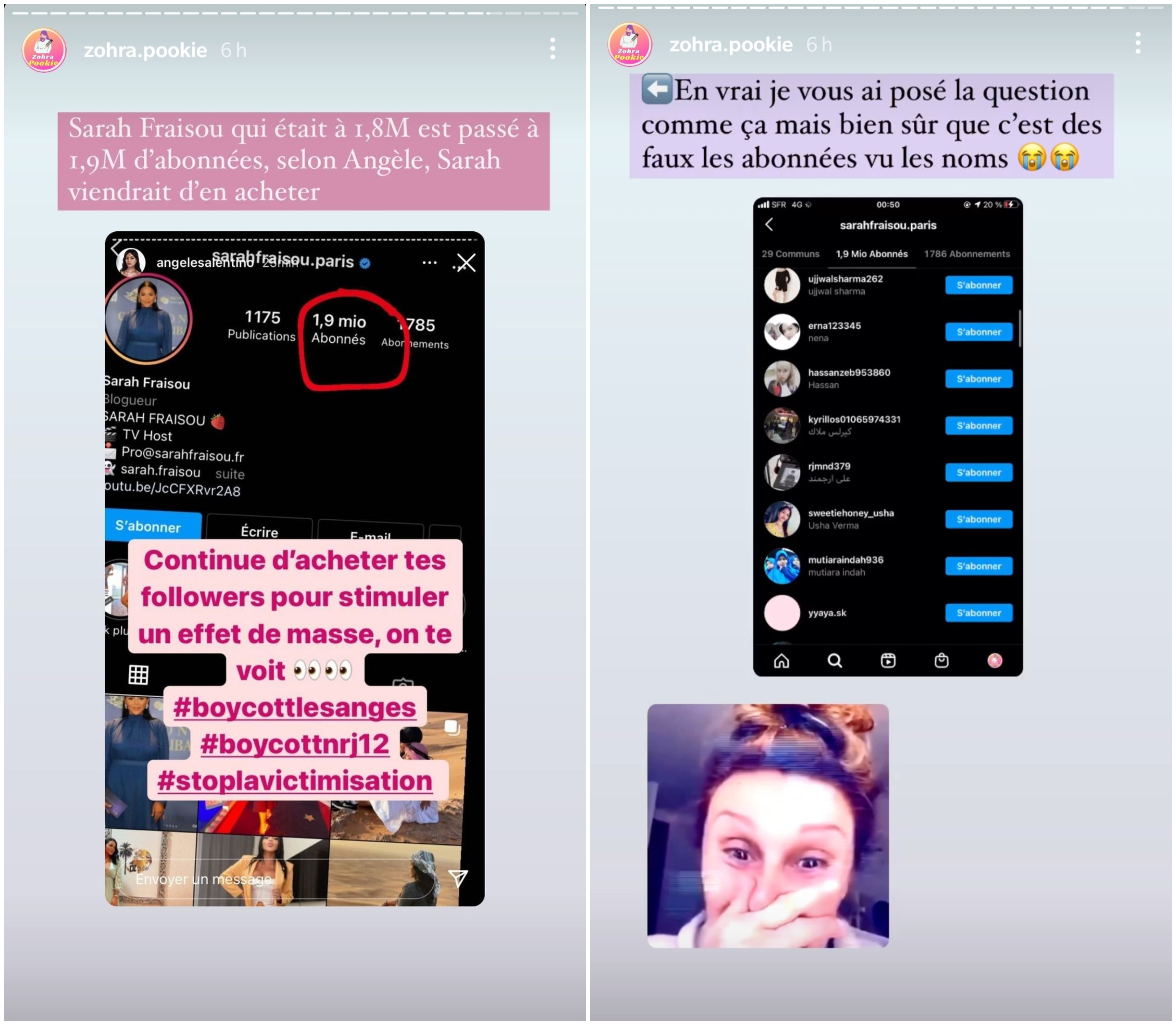 Angèle Salentino accuse Sarah Fraisou d'acheter des abonnés sur Instagram !