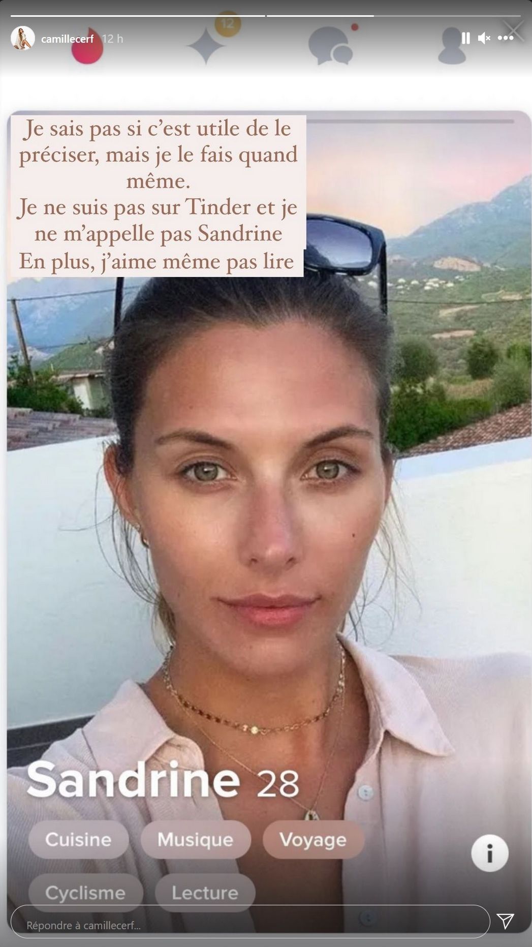  Camille Cerf victime d'usurpation d'identité sur Tinder @Instagram
