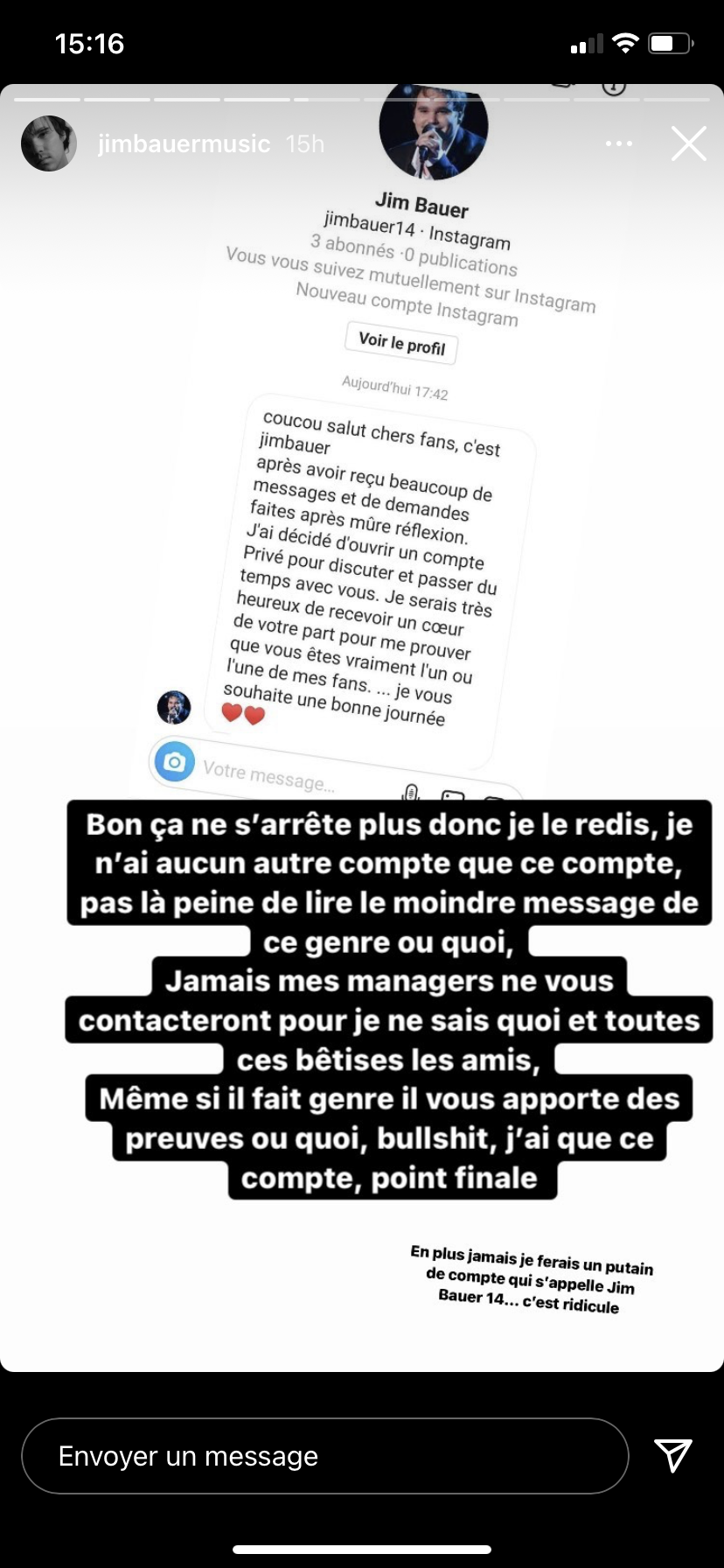  Story de Jim Bauer @Instagram