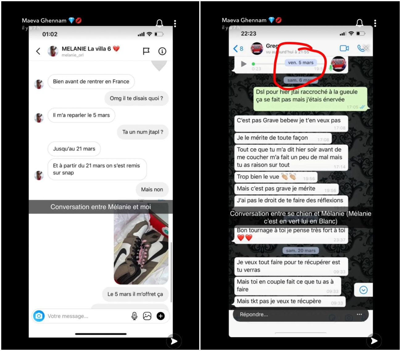  Les conversations entre Greg Yega et Mélanie ORL @Instagram