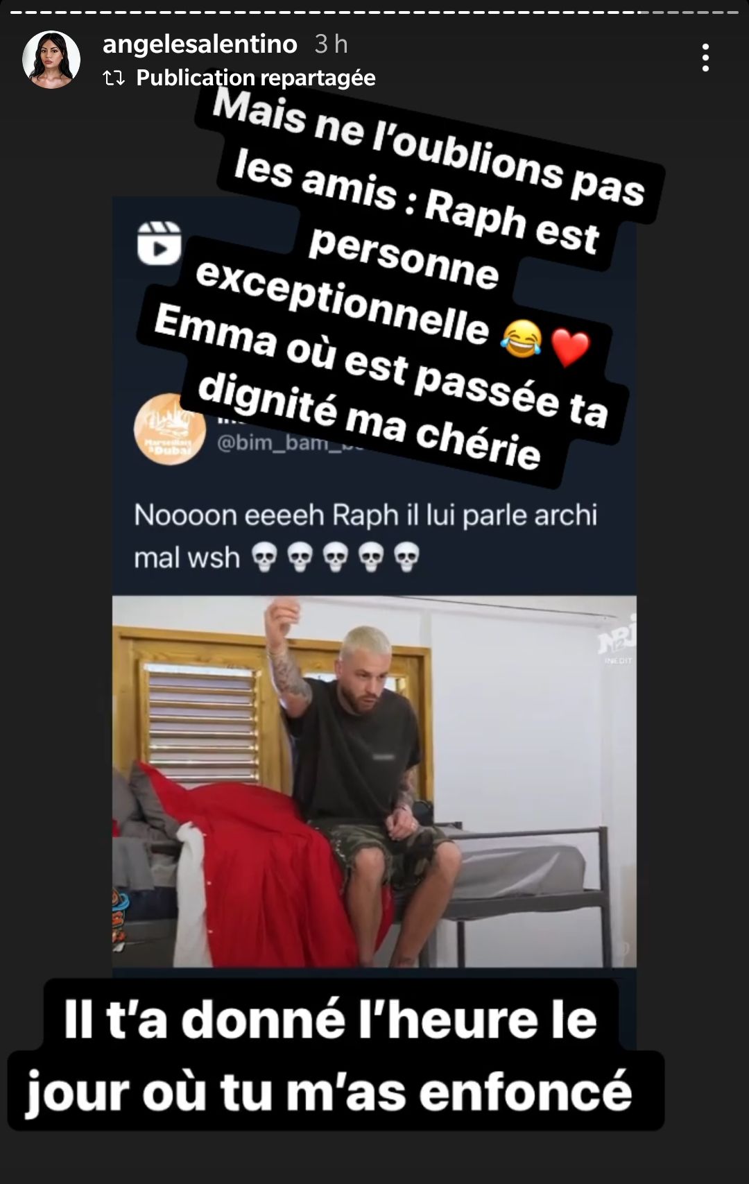  Angèle tacle Raphaël et Emma @Instagram
