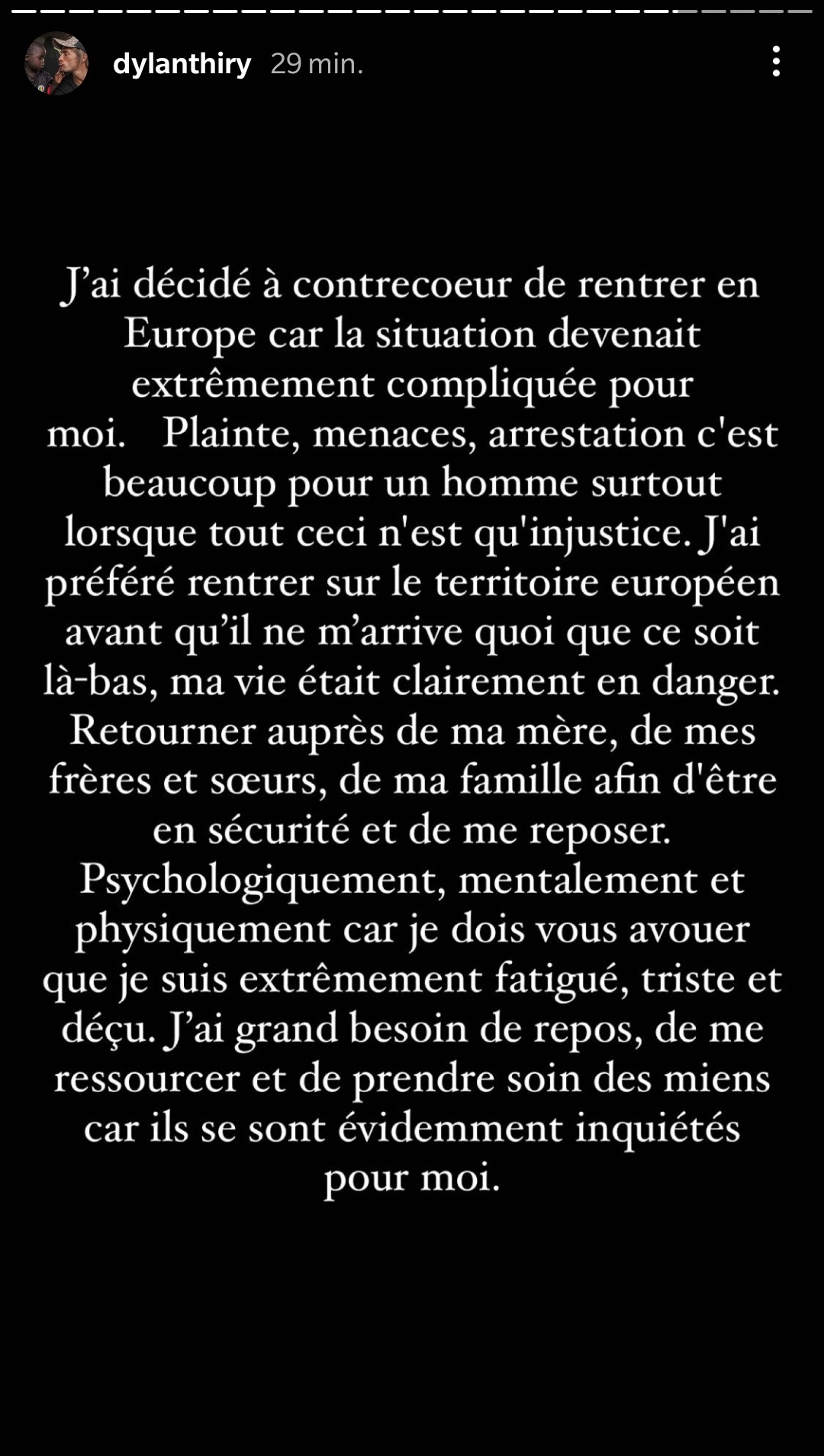 Dylan Thiry de retour en France : "Ma vie était clairement en danger"